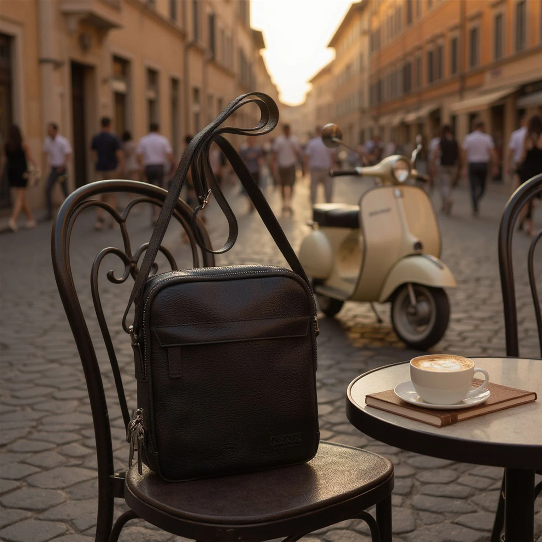 Genuine Leather Black Vintage Messenger Crossbody Travel Bag - Hawthrone - Image 7