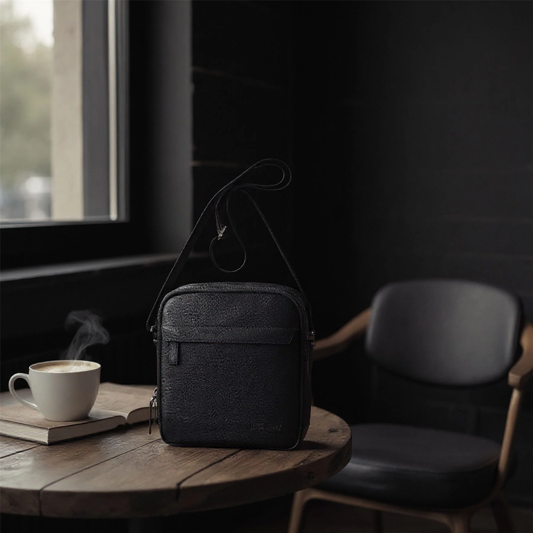 Genuine Leather Black Vintage Messenger Crossbody Travel Bag - Hawthrone - Image 8