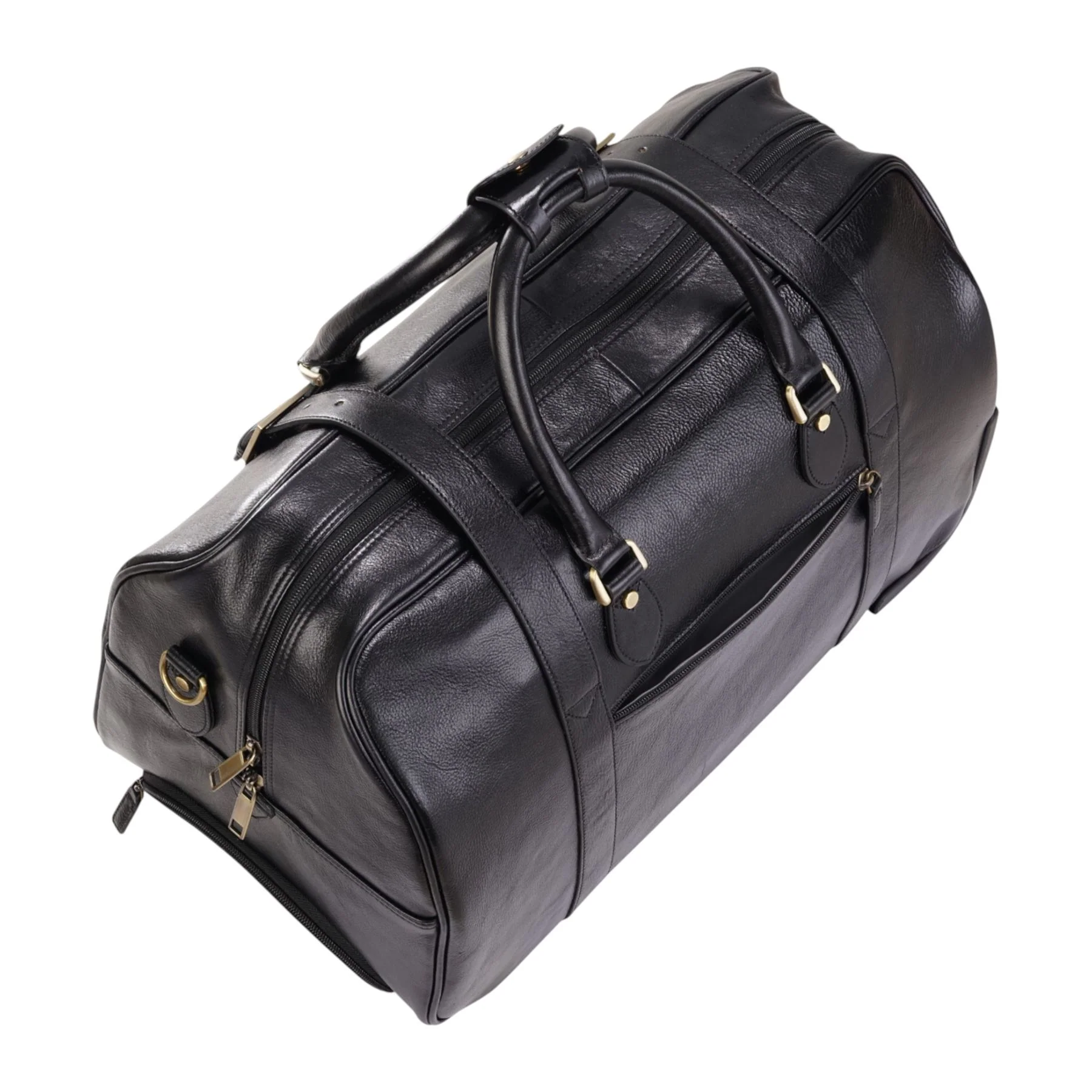 Genuine Leather Black Wheeled Holdall Duffle Travel Cabin Bag - Holt - Image 6