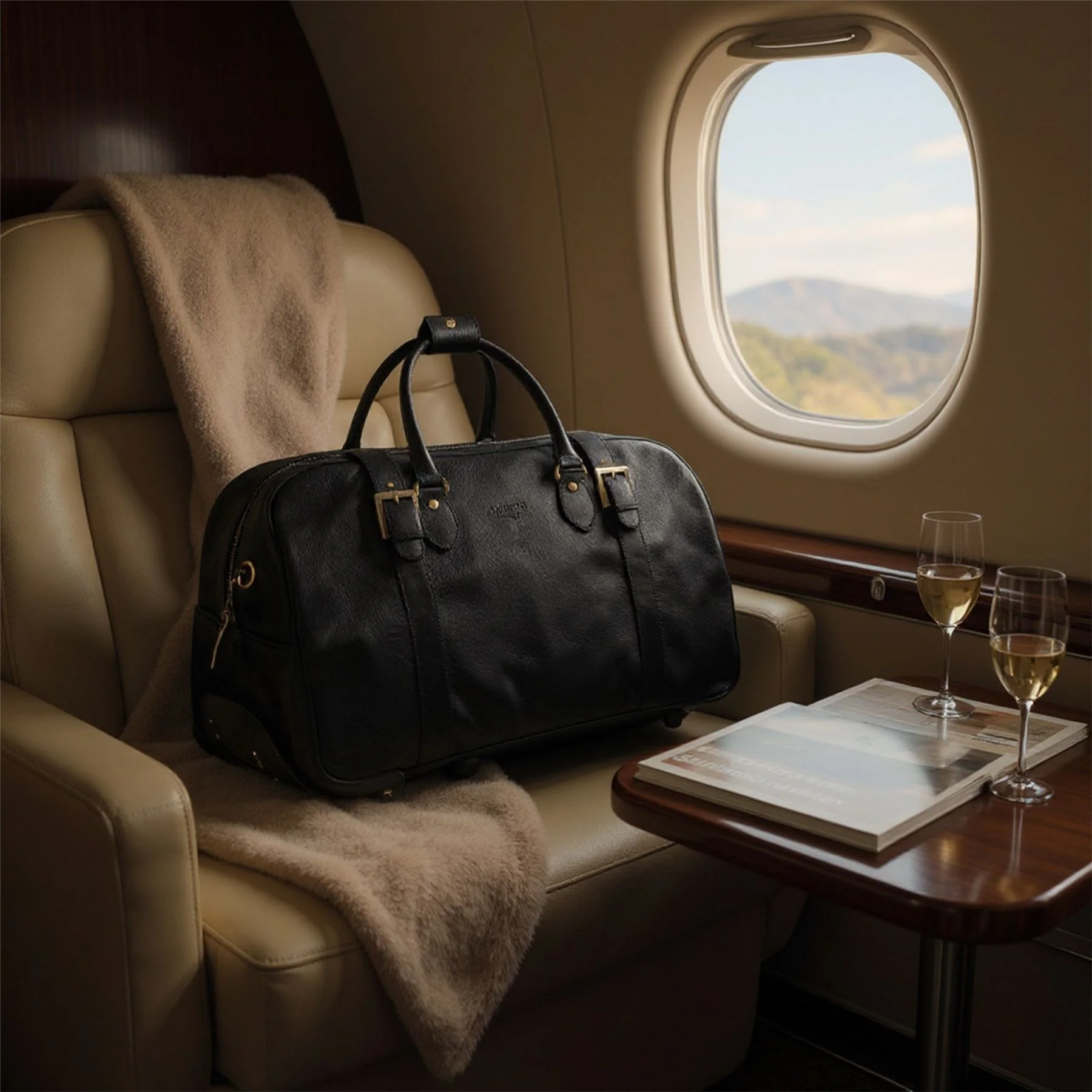 Genuine Leather Black Wheeled Holdall Duffle Travel Cabin Bag - Holt - Image 8