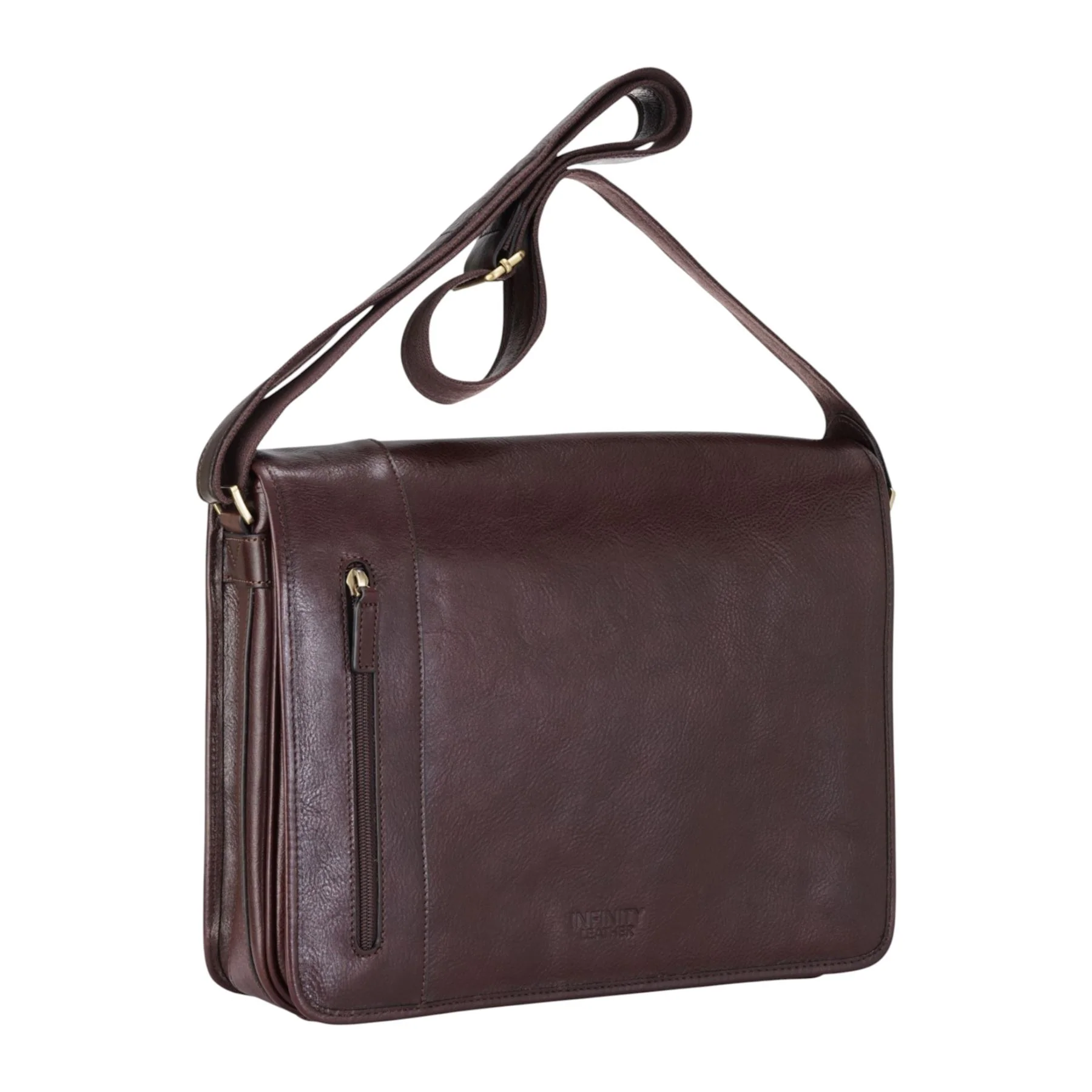 Genuine Leather Brown Laptop Satchel Messenger Shoulder Bag - Astor - Image 3