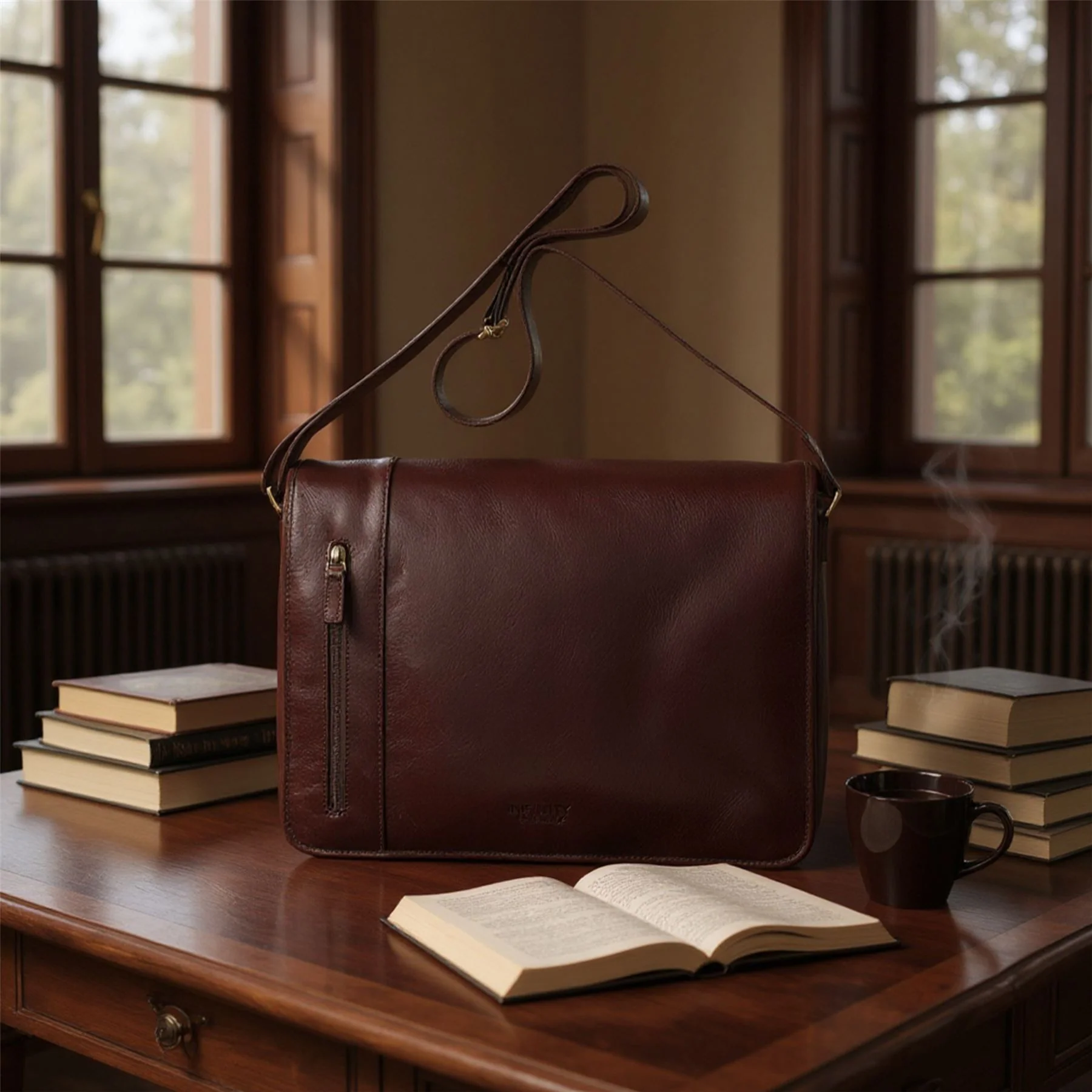 Genuine Leather Brown Laptop Satchel Messenger Shoulder Bag - Astor - Image 7