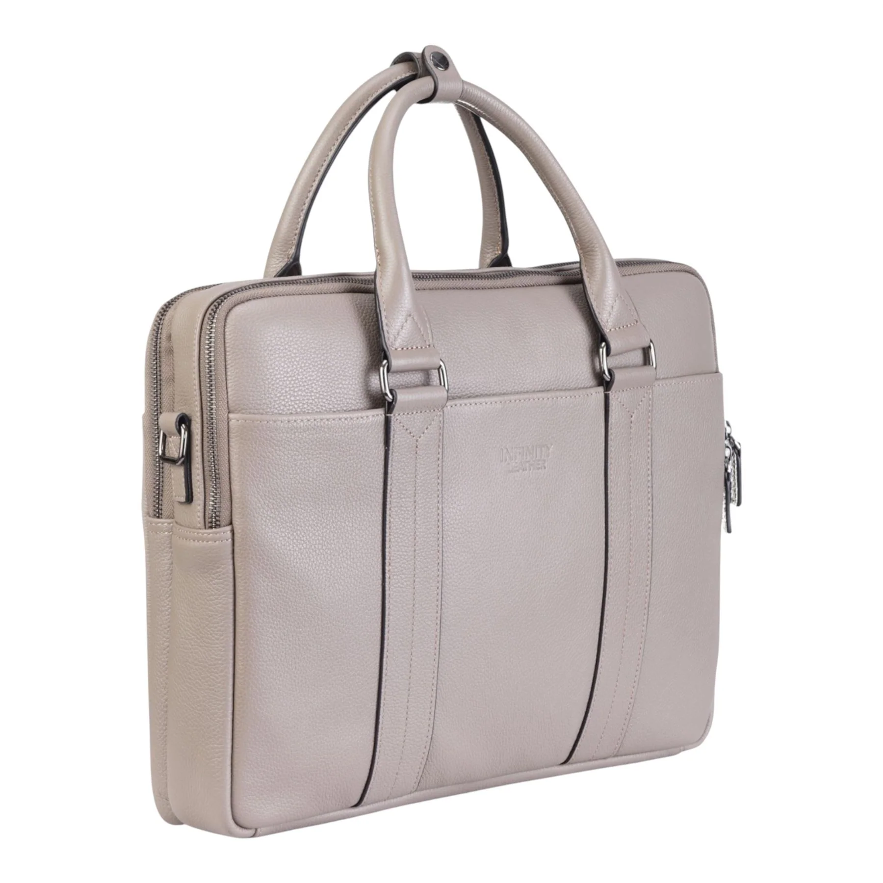 Genuine Leather Grey Laptop Business Briefcase Office Work Travel Bag - Sutton - Image 3