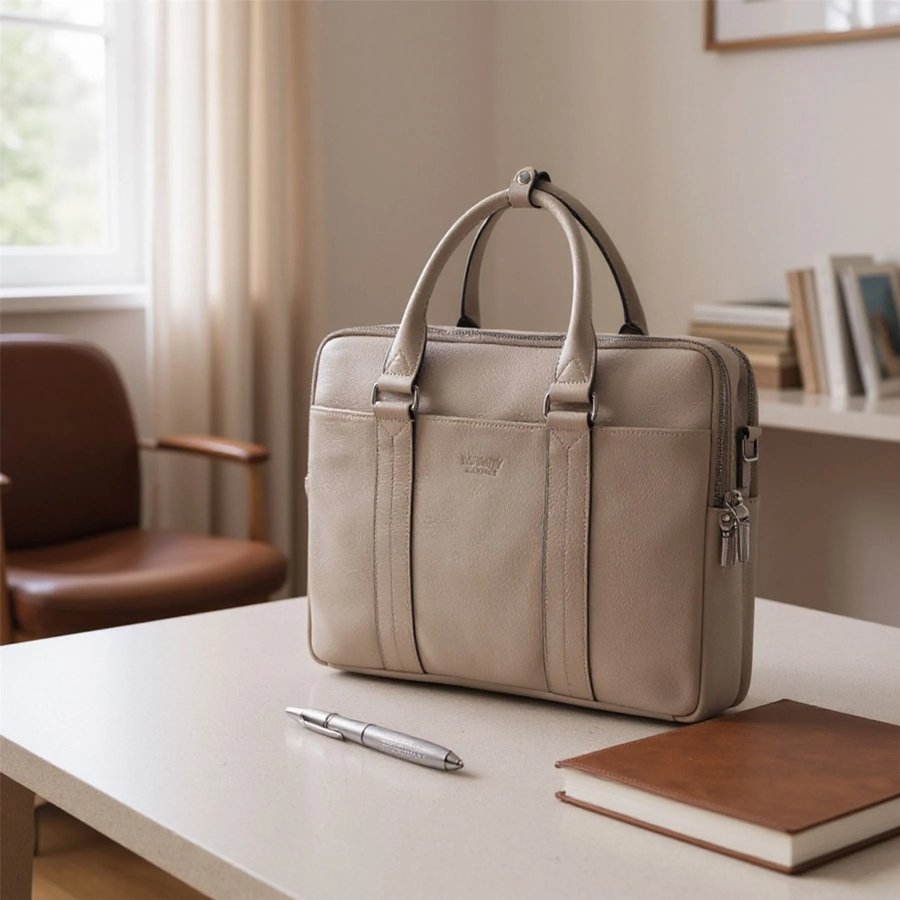 Genuine Leather Grey Laptop Business Briefcase Office Work Travel Bag - Sutton - Image 7