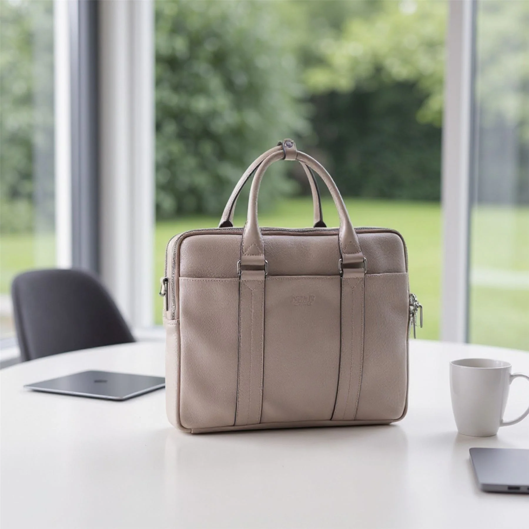 Genuine Leather Grey Laptop Business Briefcase Office Work Travel Bag - Sutton - Image 8