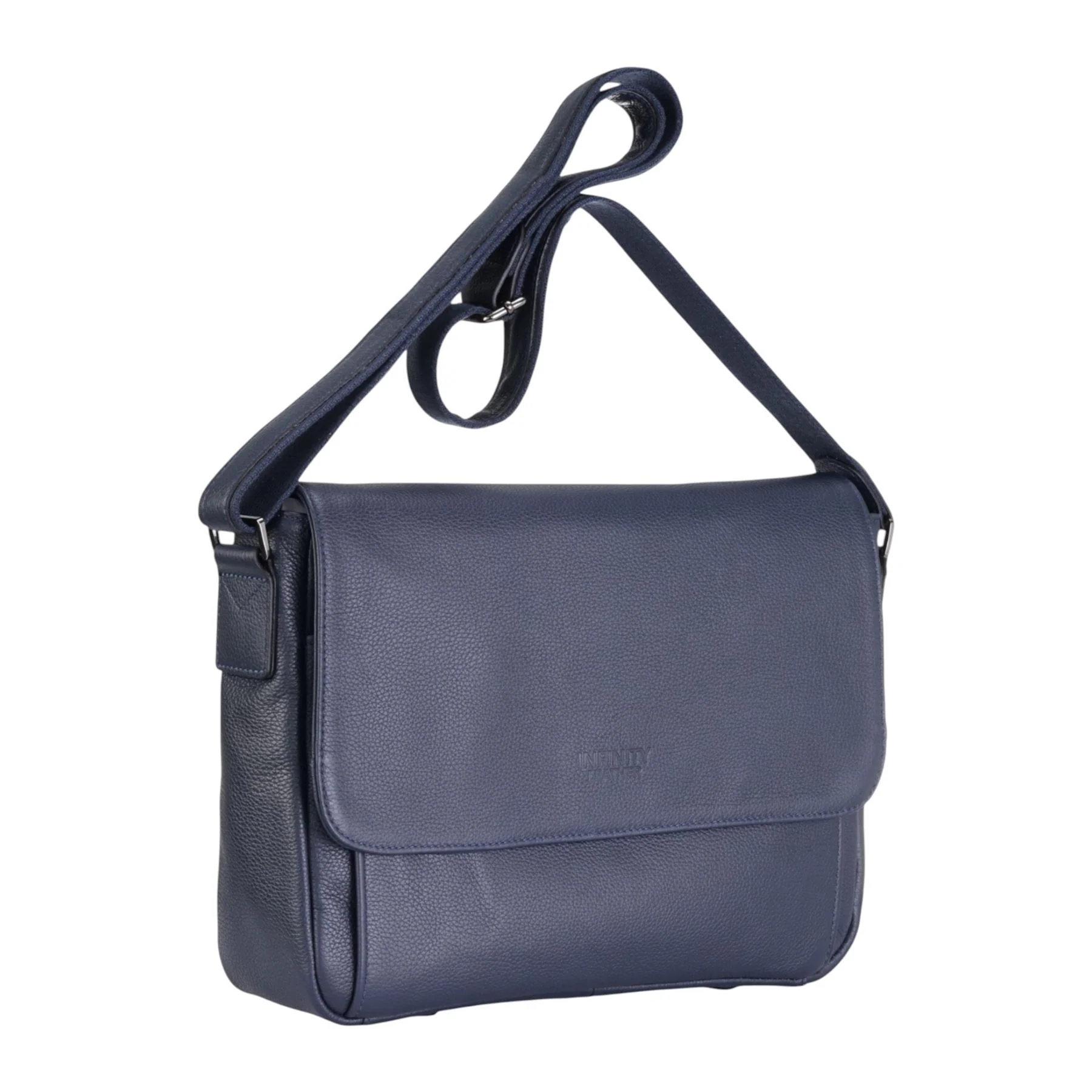 Genuine Leather Navy Laptop Bag Travel Work Messenger Satchel - Camden - Image 4
