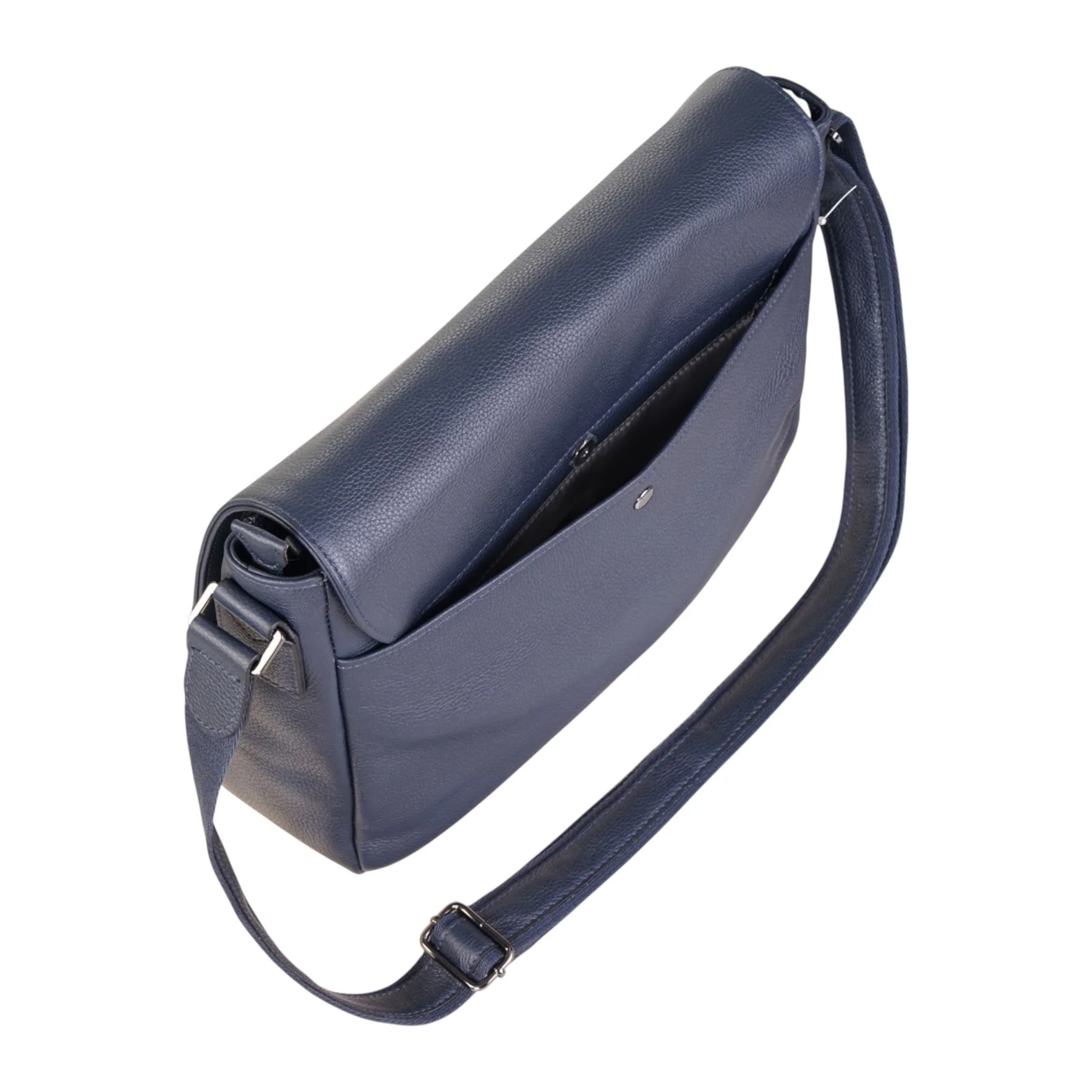 Genuine Leather Navy Laptop Bag Travel Work Messenger Satchel - Camden - Image 5