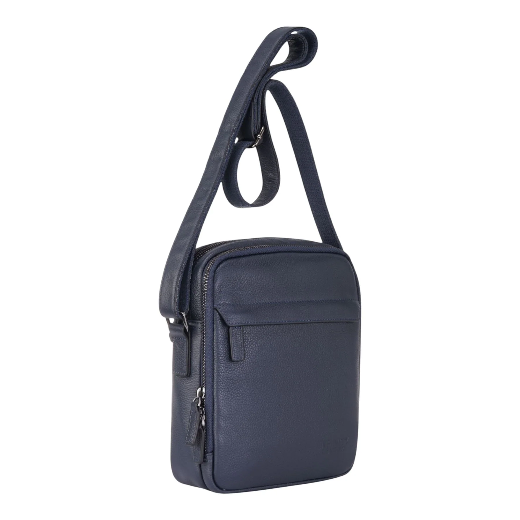 Genuine Leather Navy Vintage Messenger Crossbody Travel Bag - Hawthrone - Image 3