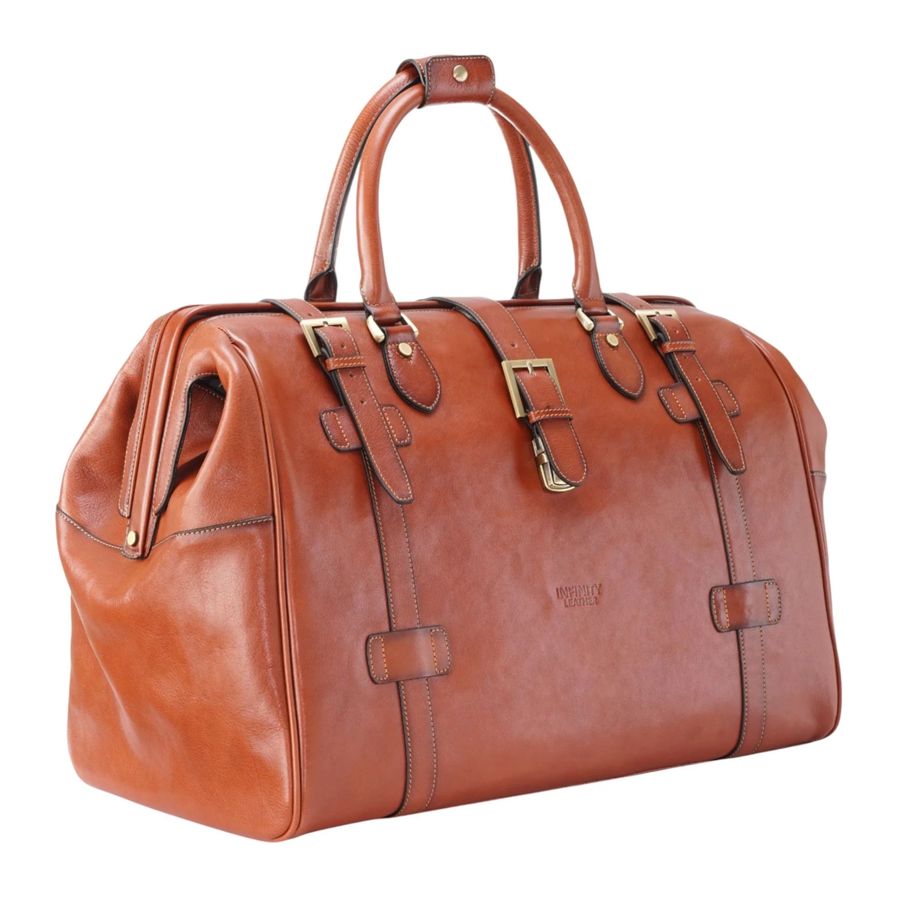 Genuine Leather Tan Duffle Holdall Vintage Travel Gym Bag - Windsor - Image 3