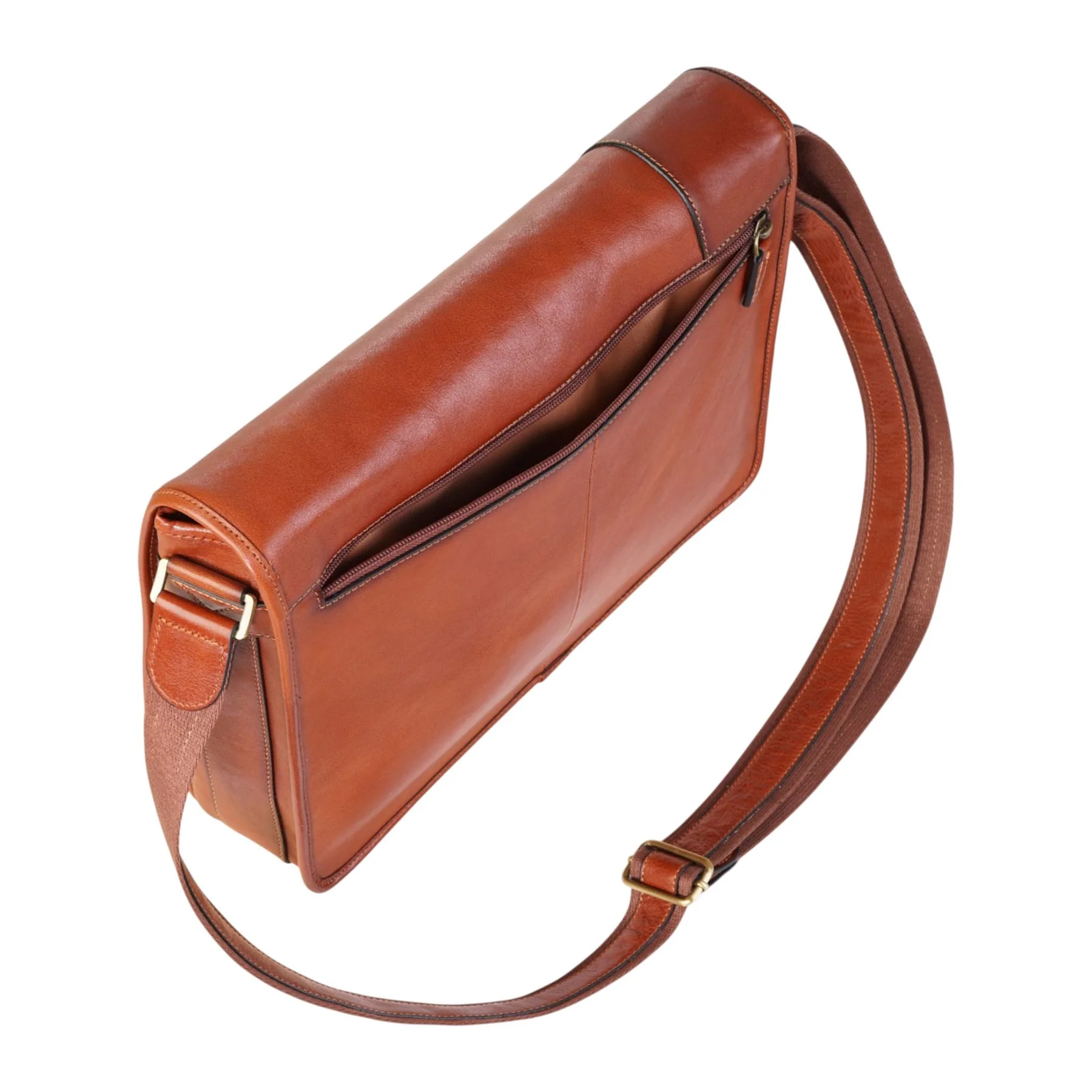 Genuine Leather Tan Laptop Satchel Messenger Shoulder Bag - Astor - Image 3