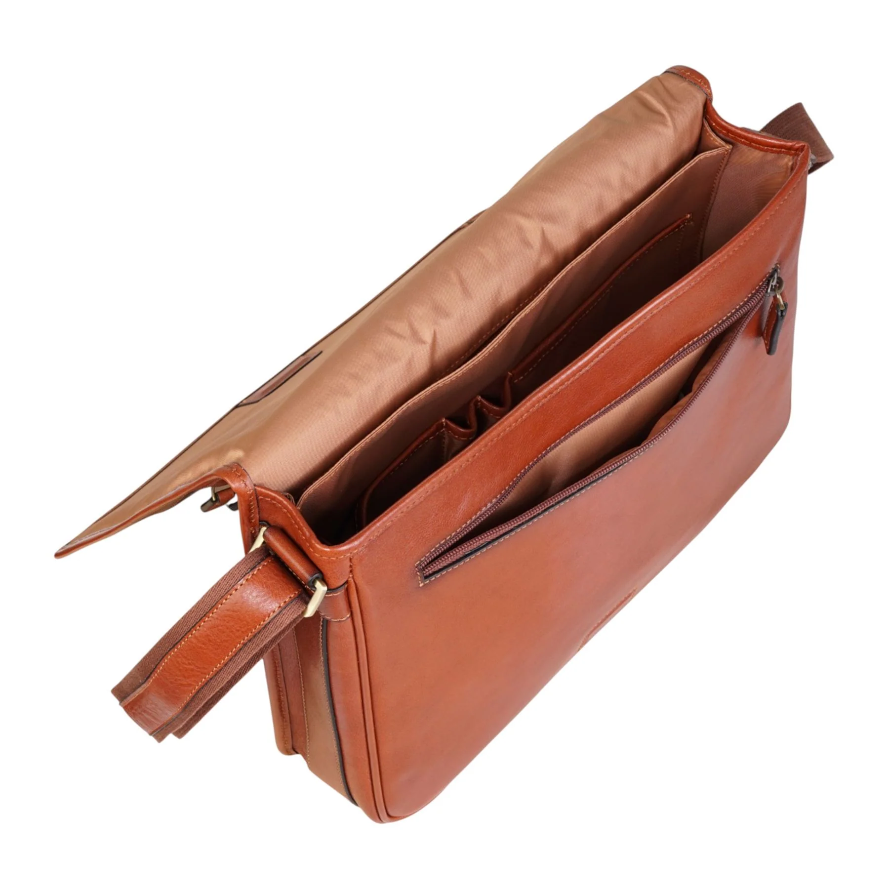 Genuine Leather Tan Laptop Satchel Messenger Shoulder Bag - Astor - Image 5