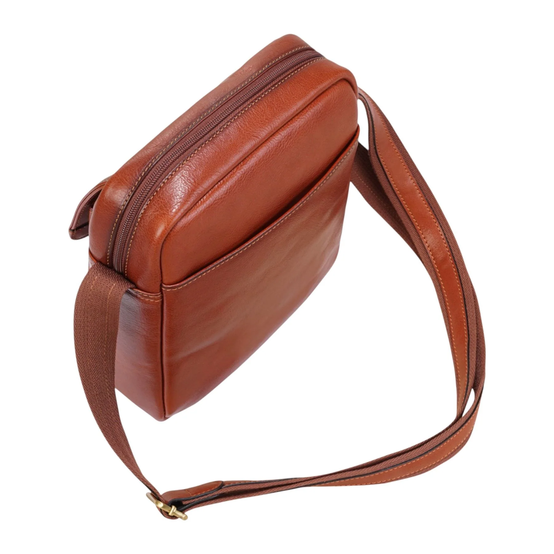 Genuine Leather Tan Vintage Crossbody Messenger Travel Bag - Ashby - Image 4