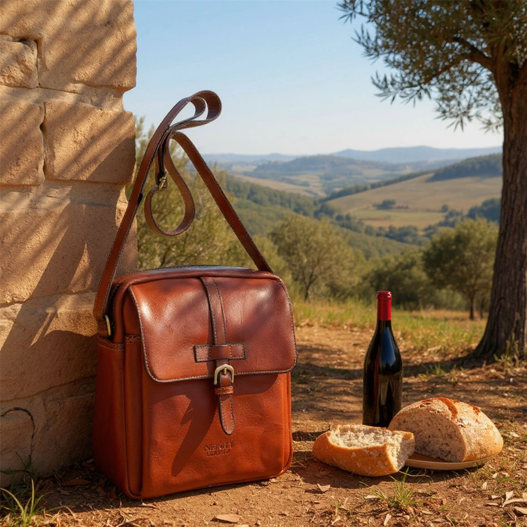 Genuine Leather Tan Vintage Crossbody Messenger Travel Bag - Ashby - Image 8