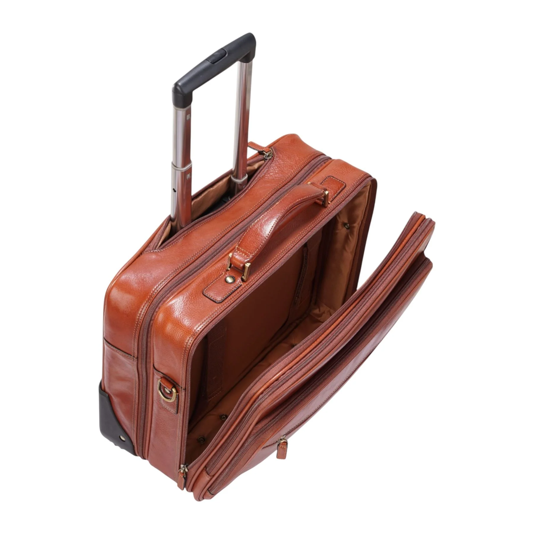 Genuine Leather Tan Wheel Laptop Briefcase Travel Cabin Pilot Bag - Nomad - Image 5