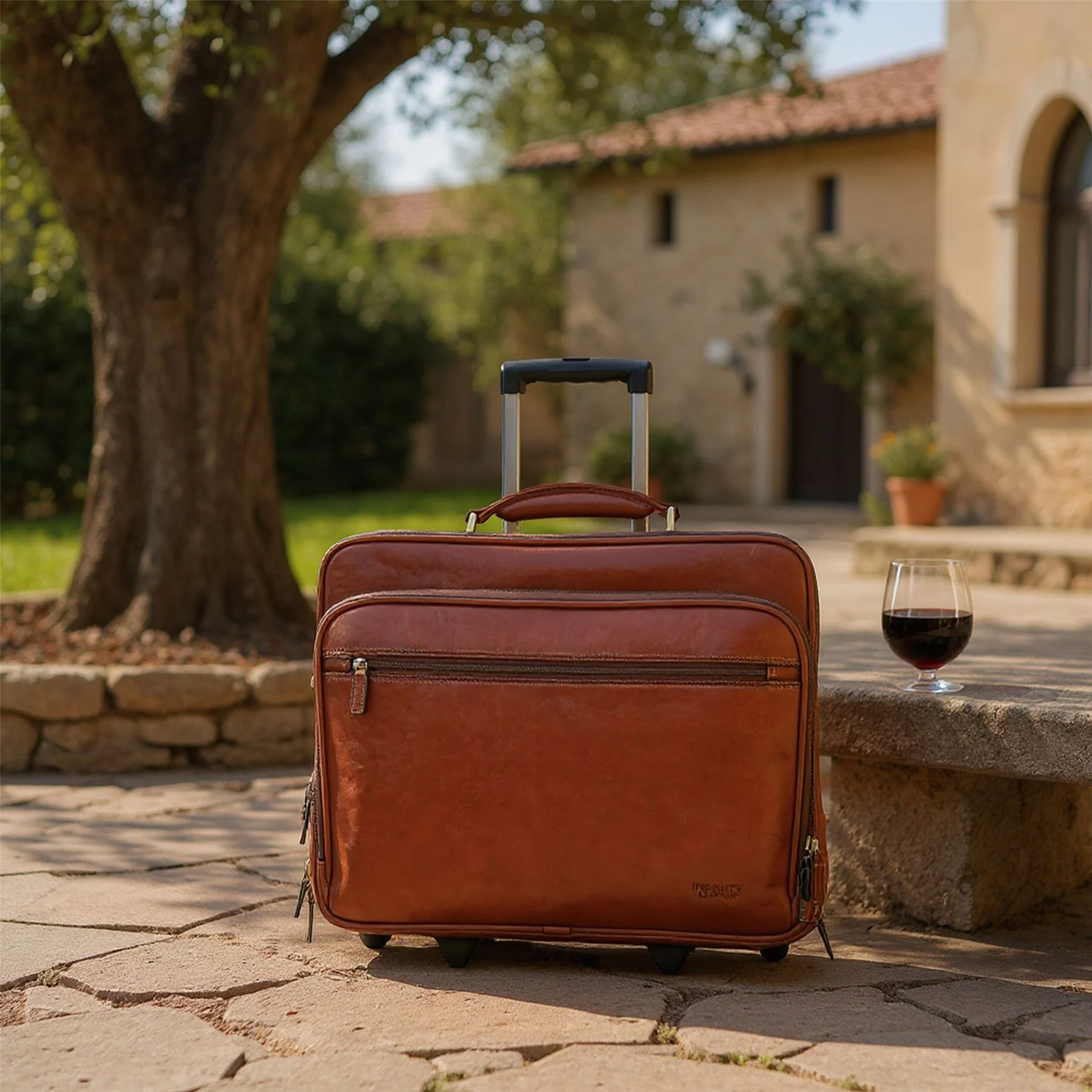 Genuine Leather Tan Wheel Laptop Briefcase Travel Cabin Pilot Bag - Nomad - Image 8