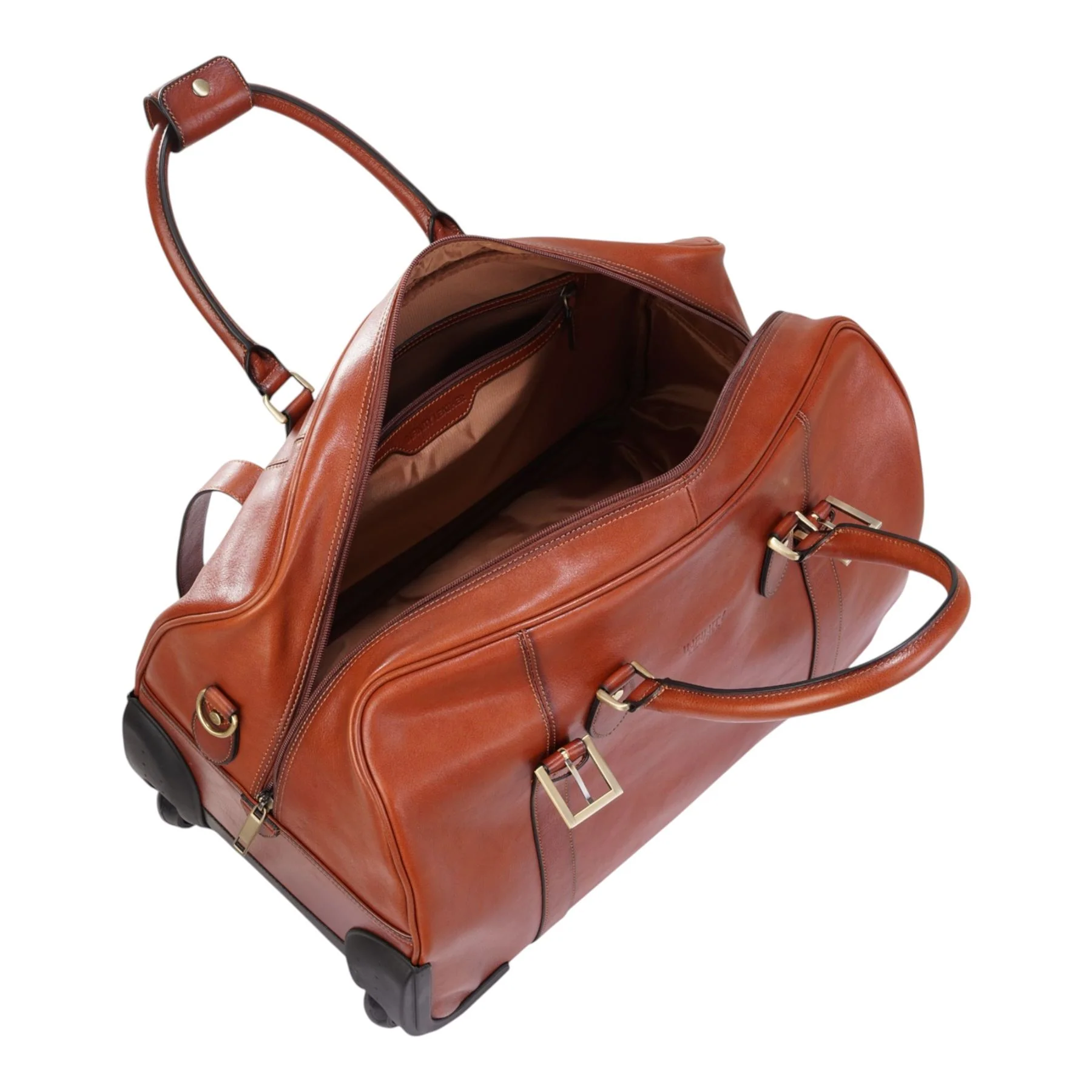 Genuine Leather Tan Wheeled Holdall Duffle Travel Cabin Bag - Holt - Image 4