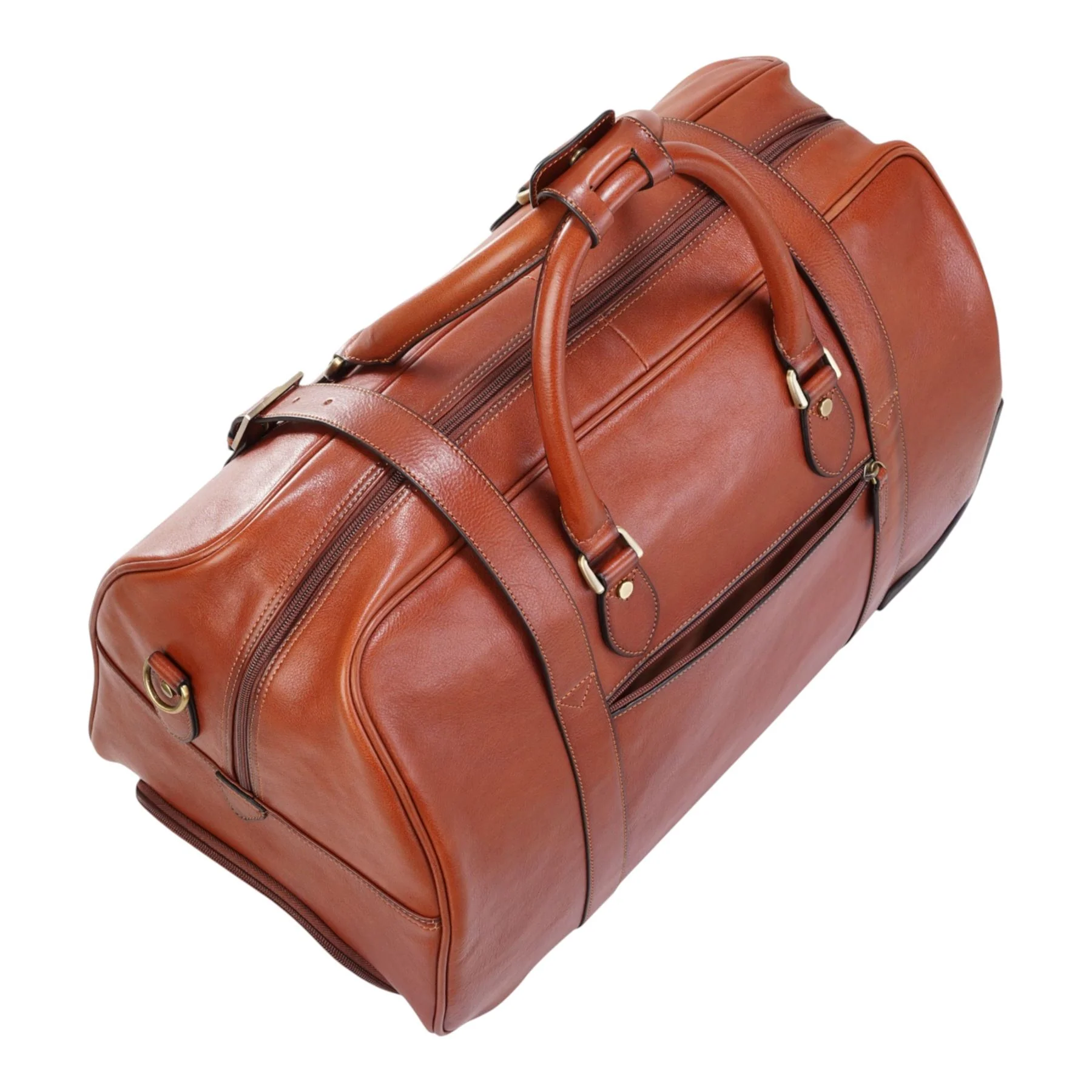 Genuine Leather Tan Wheeled Holdall Duffle Travel Cabin Bag - Holt - Image 6